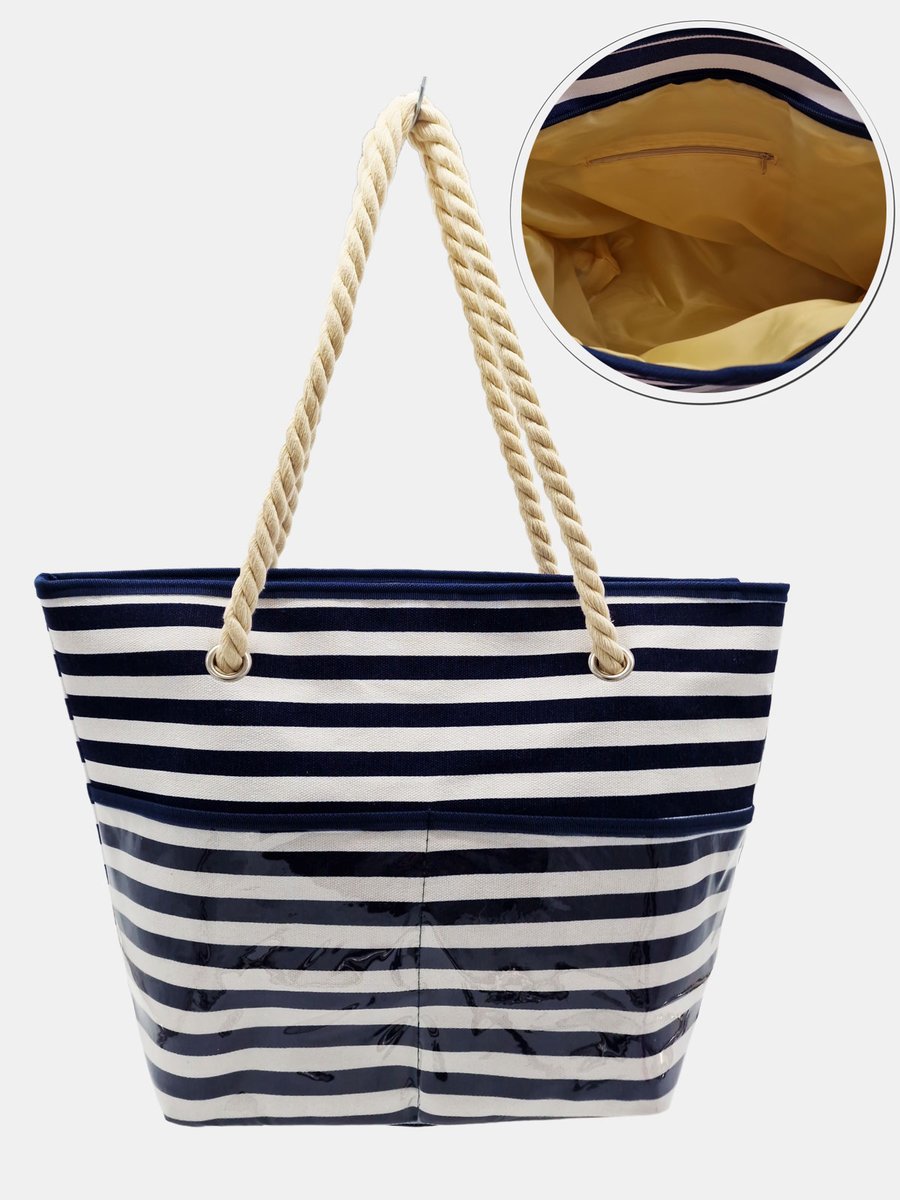 Torba plażowa w paski biało-granatowy one size