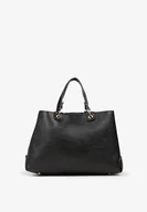 Torebki damskie - Czarna Dwukomorowa Torebka Typu Shopper Ozdobiona Metalicznymi Aplikacjami Adorrive - miniaturka - grafika 1