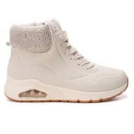 Sneakersy damskie - Buty Damskie Sportowe Wysokie Modne Stylowe Na Jesień Na Zimę Ciepłe Wygodne Sneakersy Ocieplane Lino Beżowe 39 - miniaturka - grafika 1