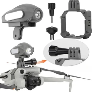 SunnyLife UCHWYT 1/4 CALA NA KAMERĘ DO DJI MINI 4 PRO NA KAMERĘ GOPRO OSMO ACTION INSTA360 GO + LATARKA LED - Akcesoria do drona - miniaturka - grafika 1