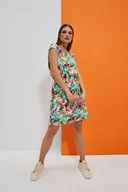 Sukienki - Wzorzysta sukienka z gumą w talii-XXL - miniaturka - grafika 1