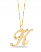 Wisiorki - ZŁOTA KOMPLET ZAWIESZKA ŁAŃCUSZEK LITERKA K 333 - miniaturka - grafika 1