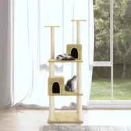 Drapaki dla kotów - Lumarko Drapak dla kota ze słupkami sizalowymi, kremowy, 141 cm! - miniaturka - grafika 1