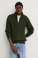 Swetry męskie - Superdry sweter z domieszką wełny męski kolor zielony ciepły z golferm M6110639A-1DT - miniaturka - grafika 1