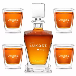 Karafka do whisky pyramid z 4 szklankami capitol i grawerem - Karafki - miniaturka - grafika 1