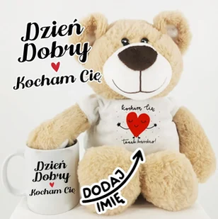 Prezent na walentynki - zestaw miś oraz kubek DZIEŃ DOBRY KOCHAM CIĘ - Walentynki Prezent na walentynki - zestaw miś oraz kubek DZIEŃ DOBRY KOCHAM CIĘ - Walentynki - miniaturka - grafika 1