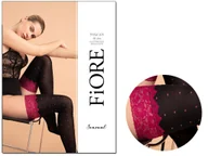 Skarpetki damskie - Czarne pończochy z różową koronką VOLCAN 40 DEN 2 Black - miniaturka - grafika 1