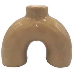 Świecznik stołowy nowoczesny ceramiczny beżowy - Świeczniki - miniaturka - grafika 1