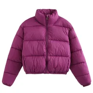 Kurtki damskie - Puchowa zimowa kurtka damska - Fioletowy XS - miniaturka - grafika 1