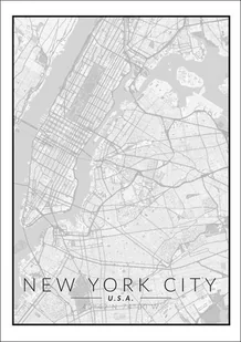 Plakat, Nowy Jork mapa czarno biała, 30x40 cm - Plakaty - miniaturka - grafika 1