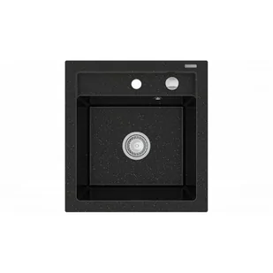Mexen Vito zlewozmywak granitowy 1-komorowy 520 x 490 mm, czarny/złoty metalik - 6503521000-75 - Zlewozmywaki - miniaturka - grafika 1