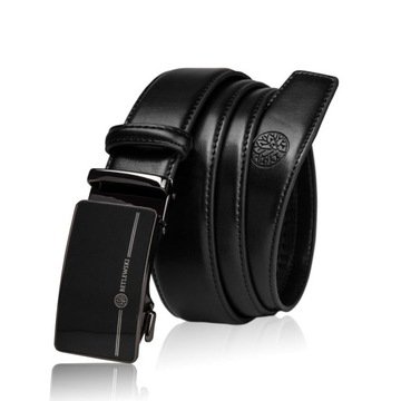 Betlewski Pasek Męski Do Spodni Skórzany Czarny Klasyczny Automat Klamra