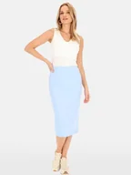 Spódnice - OŁÓWKOWA SPÓDNICA DAMSKA Z TKANINY WISKOZOWEJ - miniaturka - grafika 1