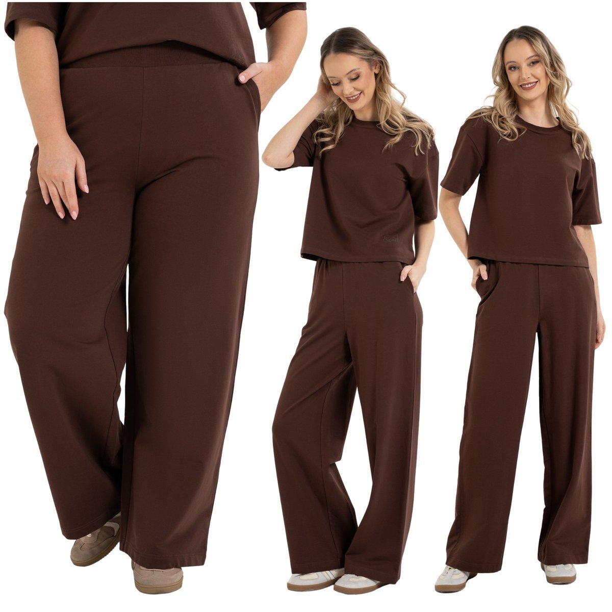 DRESOWE SPODNIE DAMSKIE LUŹNE GŁADKIE WYGODNE Z WYSOKIM STANEM MORAJ XXL