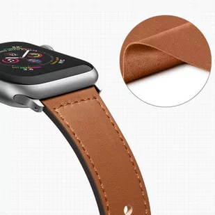 Pasek Alogy Leather Strap Band skóra do Apple Watch 1/2/3/4/5/6/7/8/SE/ULTRA (42/44/45/49mm) brązowy - Akcesoria do smartwatchy - miniaturka - grafika 3