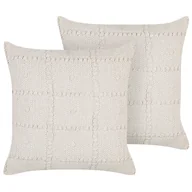 Poduszki dekoracyjne - 2 bawełniane poduszki geometryczny wzór 45 x 45 cm beżowe IXORA - miniaturka - grafika 1