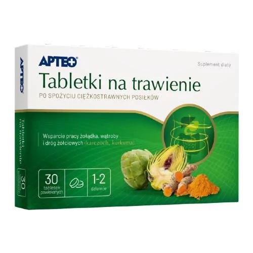 Apteo Apteo Tabletki na trawienie 30 tabletek powlekanych 3079621