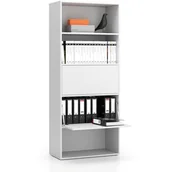 Regały biurowe - B2B Partner Regał biurowy wysoki LAYERS, 2 schowki, 800 x 400 x 1905, biały 611481 - miniaturka - grafika 1