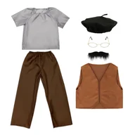 Stroje karnawałowe - ZESTAW DZIADEK BRĄZOWO-SZARY 116-128 6el - miniaturka - grafika 1