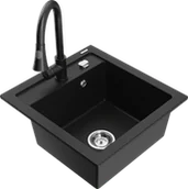 Zlewozmywaki z baterią - Mexen Vito zlewozmywak granitowy 1-komorowy z baterią kuchenną Elia, czarny - 6503-77-670101-70 - miniaturka - grafika 1