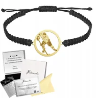 Bransolety męskie - Bransoleta Złota Męska Hokej HOKEISTA 925 Makrama Prezent GRAWER GRATIS - miniaturka - grafika 1