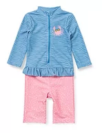 Stroje kąpielowe - Playshoes Dziewczęcy kostium kąpielowy z długim rękawem, jednoczęściowy, niebieski/różowy, 98/104 cm - miniaturka - grafika 1