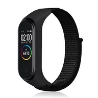 Akcesoria do smartwatchy - Opaska Pasek Bransoleta Nylon Xiaomi Mi Band 5 6 7 Czarna - miniaturka - grafika 1