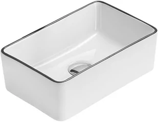 Mexen Nadia umywalka nablatowa 36 x 23 cm, biała/czarna rant - 21613607 - Umywalki - miniaturka - grafika 1