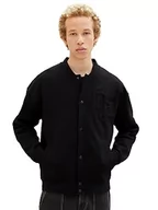 Kurtki męskie - TOM TAILOR Denim Męska kurtka typu Relaxed Fit College z logo z materiału frotte, 29999-czarny, S - miniaturka - grafika 1