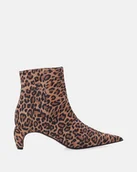 Botki damskie - Zamszowe botki damskie na obcasie z panterkowym wzorem - Venezia - miniaturka - grafika 1