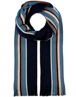 Apaszki i szaliki męskie - Szalik Męski szal 100% Wełniany niebieski w paski - miniaturka - grafika 1