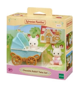 Sylvanian Families Wózek dziecięcy z bliźniakami Królików z Czekoladowymi Uszkami 5432 - Figurki dla dzieci - miniaturka - grafika 1