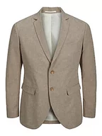 Kurtki męskie - JACK & JONES Męska kurtka garniturowa Jprriviera Linen Blazer Slim Fit Sn, beżowy/dopasowanie: slim fit, 46 - miniaturka - grafika 1