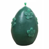 Świece - Świeca z wosku pszczelego jajko z kwiatami zielone - miniaturka - grafika 1