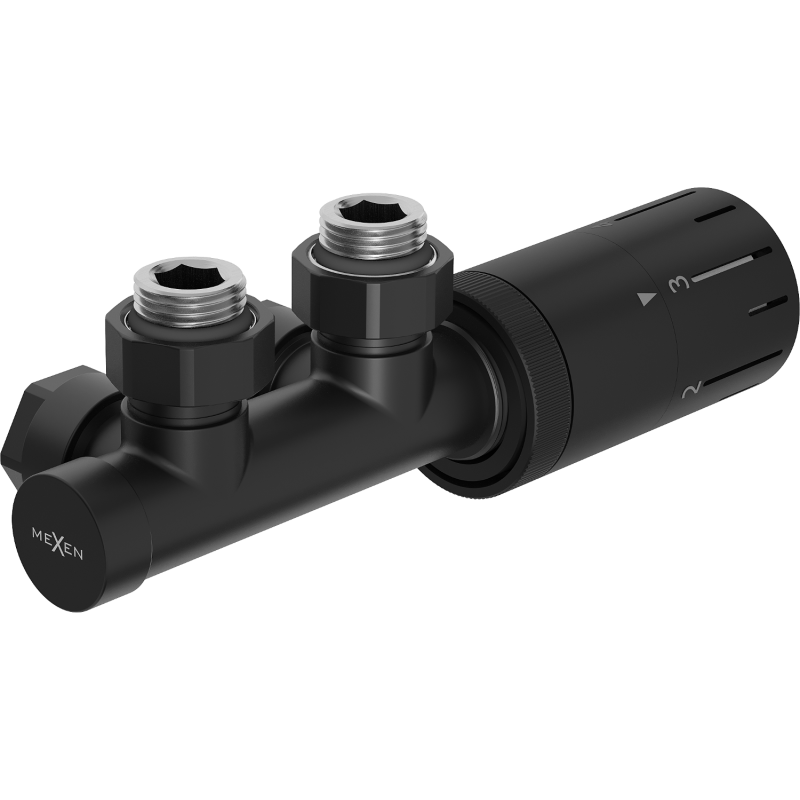 Mexen G05 zestaw termostatyczny kątowy, Duplex, DN50, czarny - W907-958-70