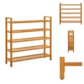 Szafki na buty - vidaXL Stojak na buty z 5 półkami 100x27x100 cm lity dąb - Stojaki i szafki na buty - miniaturka - grafika 1