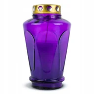 Lampiony i znicze - Duży Znicz Zalewany 21 cm Fioletowy DP19sL Szklany Znicz Zalewany z Kapturk - miniaturka - grafika 1