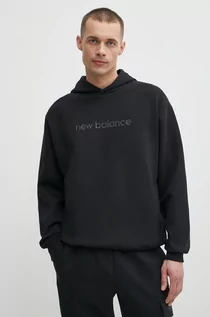 Bluzy męskie - New Balance bluza męska kolor czarny z kapturem z aplikacją MT41571BK - grafika 1