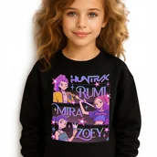 Bluzy dla dziewczynek - Bluza Dziecięca Czarna KPOPOWE ŁOWCZYNIE K-pop Muzyka Wzory Rozmiar 164 cm - miniaturka - grafika 1