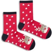 Skarpetki dla dzieci - Skarpetki dziecięce w gwiazdki z uroczym reniferem Milena - miniaturka - grafika 1