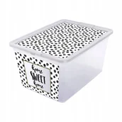 Pojemniki kuchenne - Pojemnik do przechowywania X Box Deco kropki 15 l BRANQ - miniaturka - grafika 1