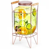 Saturatory - Słój do napojów z kranikiem i stojakiem złotym 4,2 l kod: O-139602 - miniaturka - grafika 1