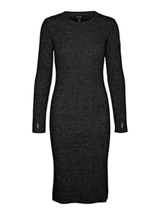 VERO MODA Women's VMBRITANY LS O-Neck Dress GA Boo sukienka, czarna, M, czarny, M - Sukienki - miniaturka - grafika 1