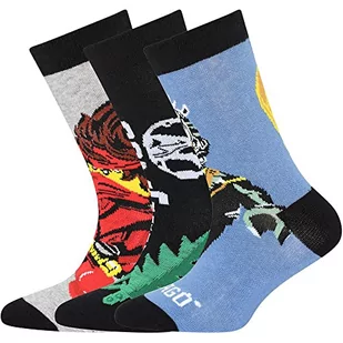LEGO Ninjago Jungen 3er Pack Socken LWHans 300 Skarpety, 912 Grey Melange, 34/36 Chłopiec - Skarpetki damskie - miniaturka - grafika 1