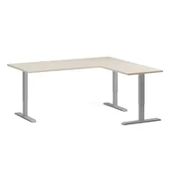 Biurka - Stół z regulacją wysokości, 3 silniki, 745 - 1215 mm, narożnik L/P, blat 1800 x 1600 mm, podstawa szara, brzoza - miniaturka - grafika 1
