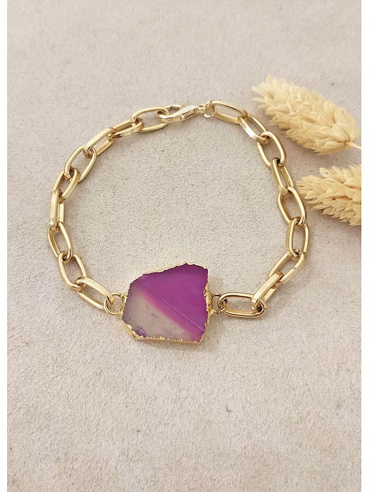 Nakkash Pozłacana bransoletka z agatem