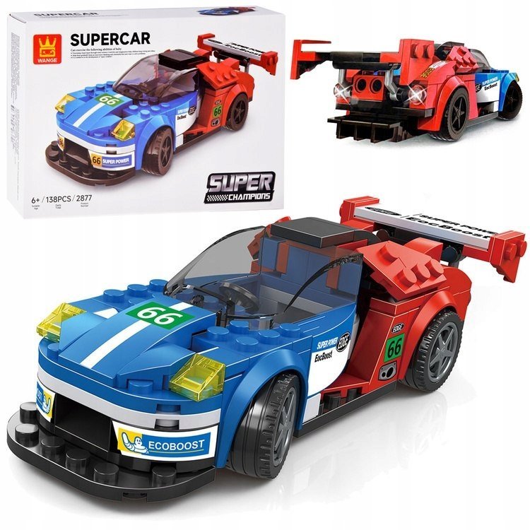 Klocki techniczne Sportowe auto NIEBIESKO-CZERWONE 138-elementów ZA5744