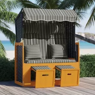 Meble ogrodowe - Lumarko Kosz plażowy z poduszkami, rattan PE i drewno, czarno-szary - miniaturka - grafika 1