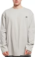 Koszulki męskie - STARTER BLACK LABEL Męski T-shirt z długim rękawem, wyszywane logo na klatce piersiowej i nadrukiem rękawów, naszywka z logo na obszyciu, Essential Longsleeve Tee, rozmiar S do XXL, Lightassphalt, S - miniaturka - grafika 1