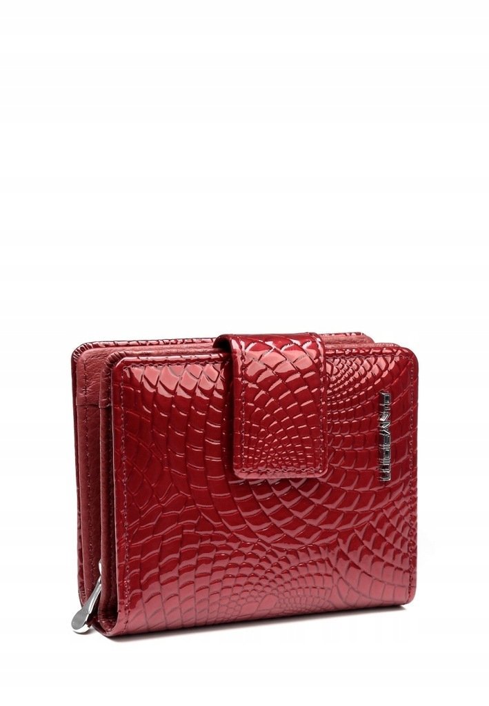 Portfel Damski Skóra Naturalna Lakierowany LUIGISANTO Czerwony Zgrabny